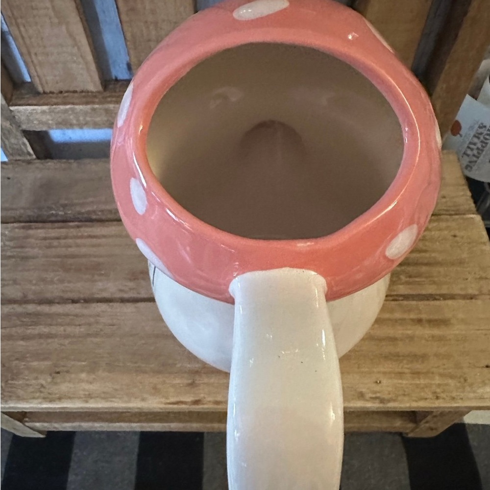 Rae Dunn “Grow Wild” Pink Mushroom Ceramic Watering Can Planter Spring Decor - Picture 5 of 5